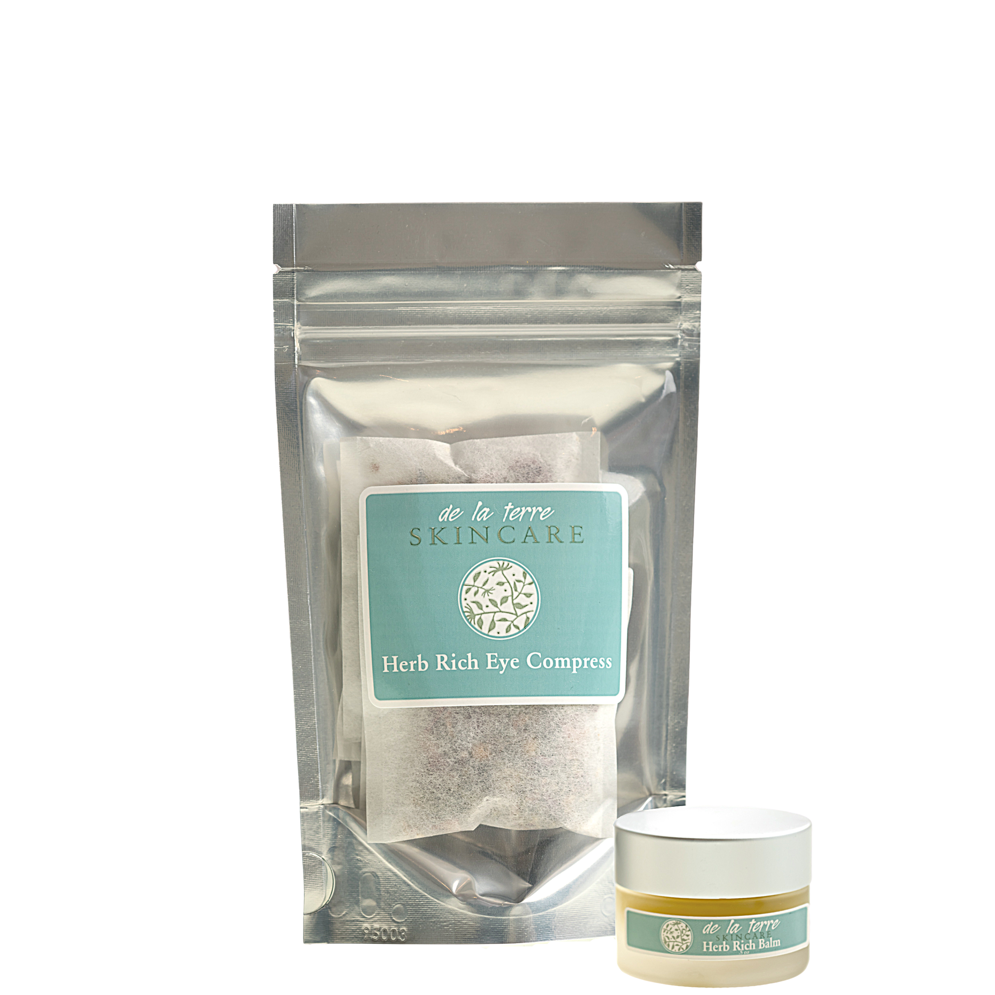 “De La Terre Skincare Eye Treatment Kit featuring Herb Rich Eye Compresses and Herb Rich Balm”